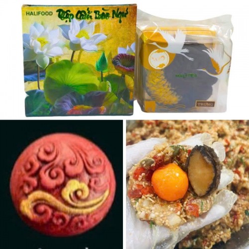 Bánh Trung Thu Bào Ngư Cao Cấp HALIFOOD Handmade Hiện Đại 2D Hộp Xanh Vali