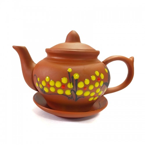 Bộ Ấm Đất Bát Tràng Hoa Mai Vàng 450ml