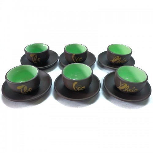Bộ Ấm Đất Bát Tràng Phúc Lộc Thọ 420ml