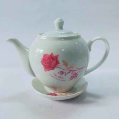 Bộ Ấm Sứ Bát Tràng Bông Hồng 450ml