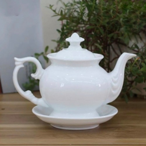 Bộ Ấm Trà Cát Tường Sứ Trắng Bát Tràng Cao Cấp 500ml