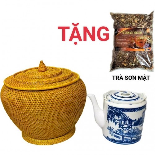 Combo Bộ Ấm Tích 1,5L, 2.5L, 3,5L.. + Giành Ủ Trà + Trà Sơn Mật Hồng Sâm 200Gr