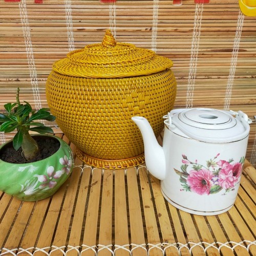 Combo Bộ Ấm Tích 1,5L, 2.5L, 3,5L.. + Giành Ủ Trà + Trà Sơn Mật Hồng Sâm 200Gr
