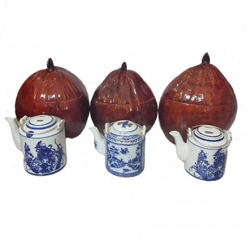 Combo Bộ Ấm Tích 800ml + 6 Chén + Trái Dừa Ủ Trà + Trà Sơn Mật Hồng Sâm 200Gr