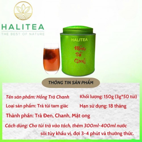 Hồng Trà Chanh HALITEA Túi Tam Giác Hộp Thiếc 150gr/ hộp/ 50 túi