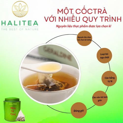 Hồng Trà Chanh HALITEA Túi Tam Giác Hộp Thiếc 150gr/ hộp/ 50 túi