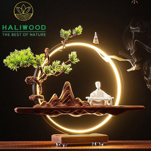 Thác Khói Trầm Hương Đèn Led Tròn Khổng Minh