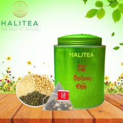 Trà Ô Long Đào HALITEA Túi Tam Giác Hộp Thiếc 175g/ hộp/ 50 Túi