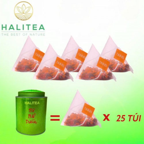 Trà Bổ Dưỡng HALITEA Túi Tam Giác Hộp Thiếc 150g/ hộp/ 25 Túi