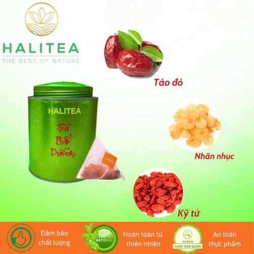 Trà Bổ Dưỡng HALITEA Túi Tam Giác Hộp Thiếc 150g/ hộp/ 25 Túi