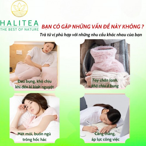 Trà Bổ Dưỡng Tứ Vị Hộp Kiếng 100gr/ Hộp /10 Gói/ 4 Vị