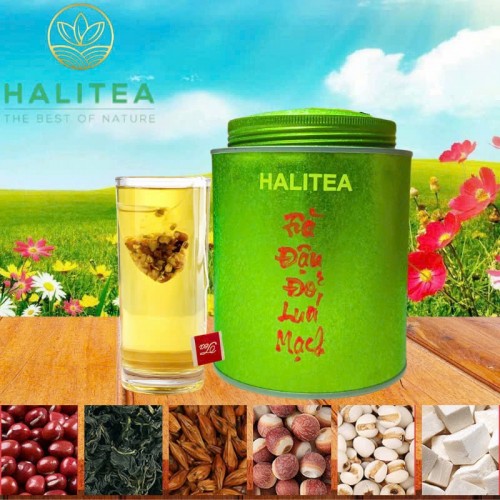 Trà Đậu Đỏ Lúa Mạch HALITEA Túi Tam Giác Hộp Thiếc 300g/ hộp/...