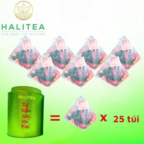 Trà Nhân Sâm Ngũ Bảo HALITEA Túi Tam Giác Hộp Thiếc 150gr/ hộp/ 25 túi 