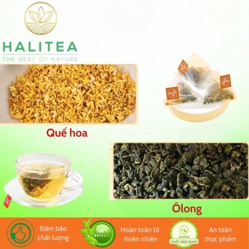 Trà Ô Long Quế Hoa HALITEA Túi Tam Giác Hộp Thiếc 150g/ hộp/ 50 Túi