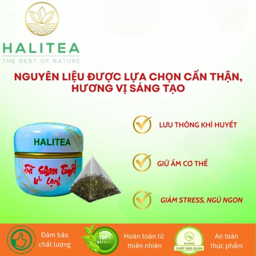 Trà Shan Tuyết Ủ Lạnh HALITEA Túi Tam Giác Hộp Thiếc 50g/ hộp/ 10 túi