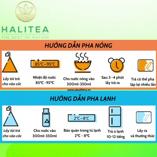 Trà Shan Tuyết Ủ Lạnh HALITEA Túi Tam Giác Hộp Thiếc 50g/ hộp/ 10 túi